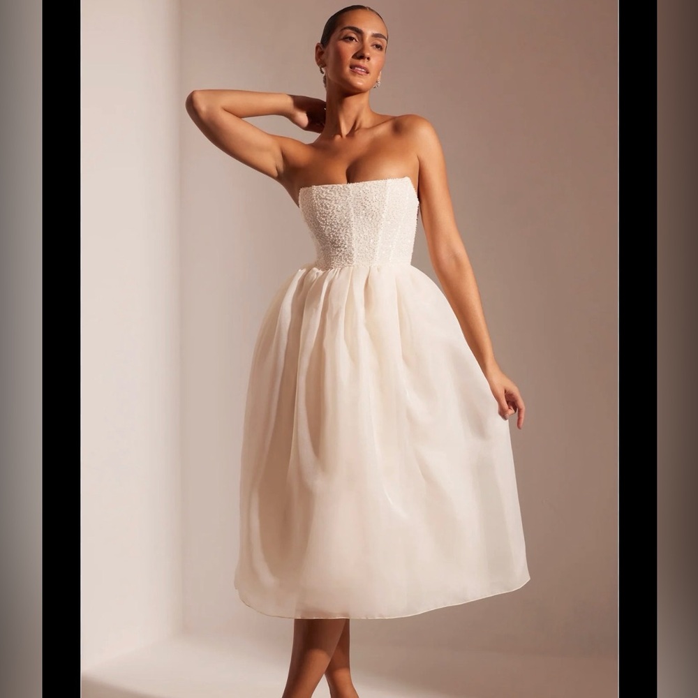 Oh Polly Embellished Tulle Midi Dress